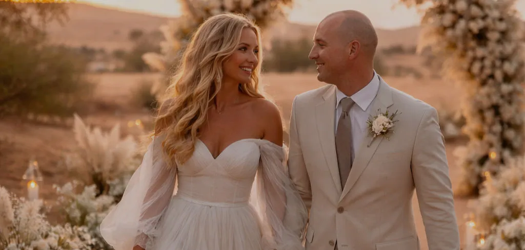 A couple portrait in warm desert light